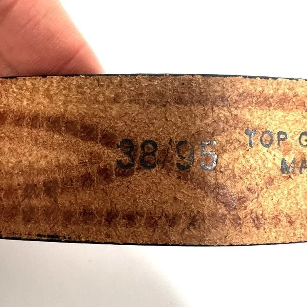 Men’s Western Tooled Top Grain Leather Belt Removable Buckle‎ Sz 38 Made in USA